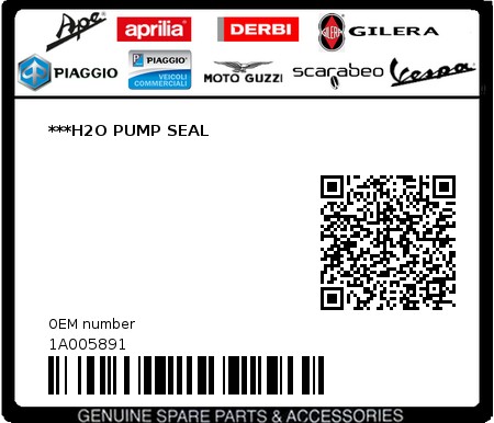 Product image: Aprilia - 1A005891 - ***H2O PUMP SEAL  0