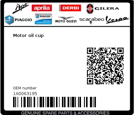 Product image: Aprilia - 1A0063195 - Motor oil cup  0
