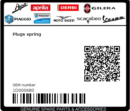 Product image: Aprilia - 1D000680 - Plugs spring  0