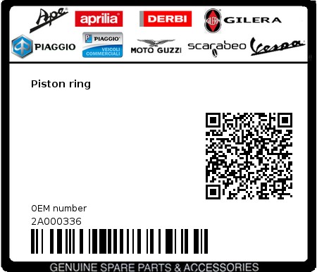 Product image: Aprilia - 2A000336 - Piston ring  0