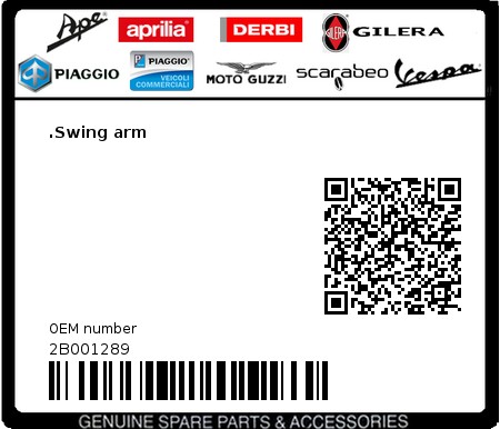 Product image: Aprilia - 2B001289 - .Swing arm  0