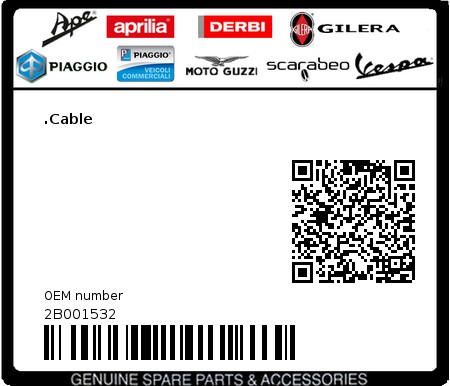 Product image: Aprilia - 2B001532 - .Cable  0