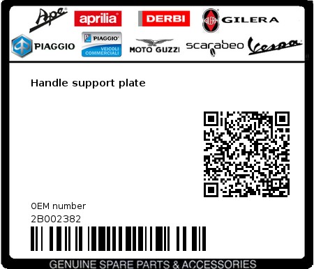 Product image: Aprilia - 2B002382 - Handle support plate  0