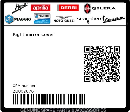 Product image: Aprilia - 2B002876 - Right mirror cover  0