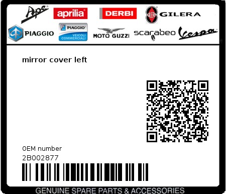 Product image: Aprilia - 2B002877 - mirror cover left  0