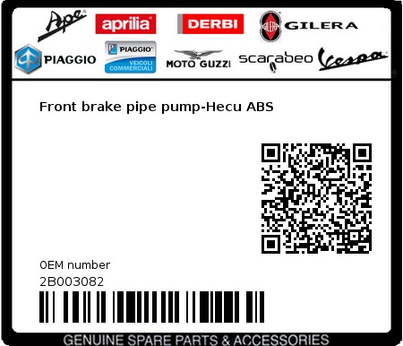 Product image: Aprilia - 2B003082 - Front brake pipe pump-Hecu ABS  0