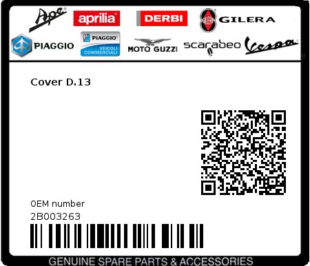 Product image: Aprilia - 2B003263 - Cover D.13  0