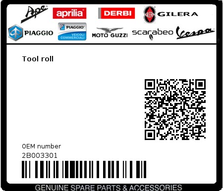 Product image: Aprilia - 2B003301 - Tool roll  0