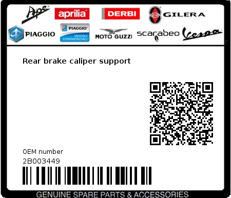 Product image: Aprilia - 2B003449 - Rear brake caliper support  0