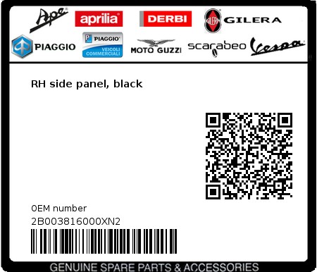 Product image: Aprilia - 2B003816000XN2 - RH side panel, black  0