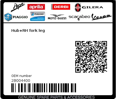 Product image: Aprilia - 2B004400 - Hub+RH fork leg  0
