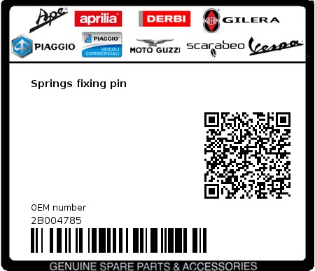 Product image: Aprilia - 2B004785 - Springs fixing pin  0