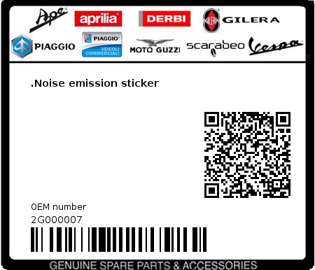 Product image: Aprilia - 2G000007 - .Noise emission sticker  0