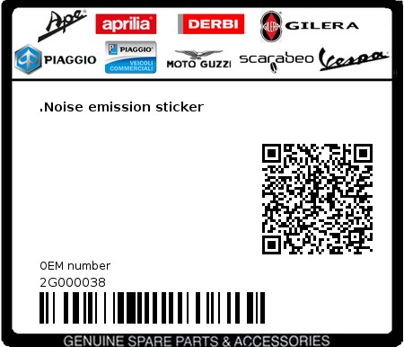 Product image: Aprilia - 2G000038 - .Noise emission sticker  0