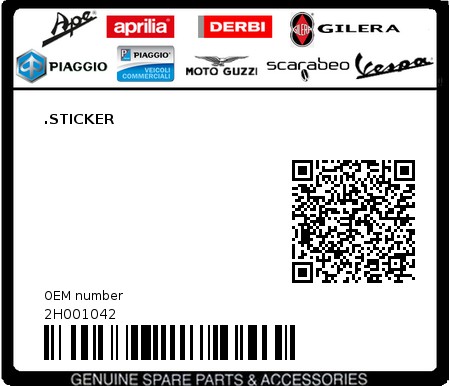 Product image: Aprilia - 2H001042 - .STICKER  0