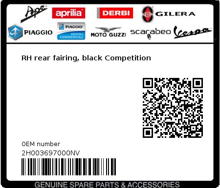 Product image: Aprilia - 2H003697000NV - RH rear fairing, black Competition  0