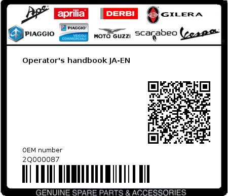 Product image: Aprilia - 2Q000087 - Operator's handbook JA-EN  0