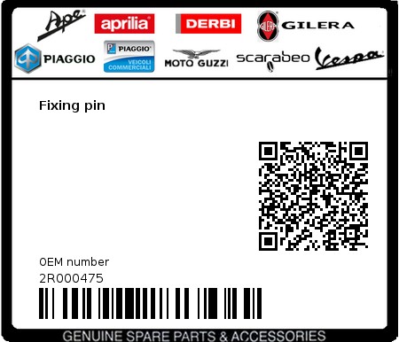 Product image: Aprilia - 2R000475 - Fixing pin  0