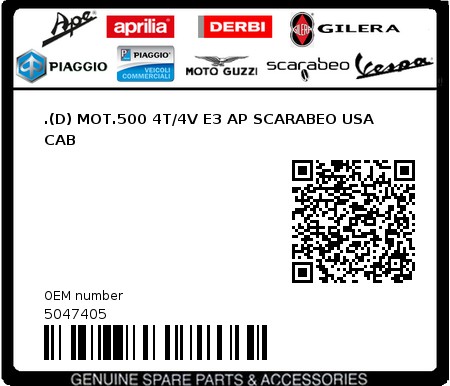 Product image: Aprilia - 5047405 - .(D) MOT.500 4T/4V E3 AP SCARABEO USA CAB  0