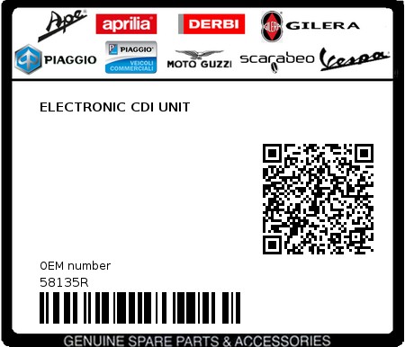 Product image: Aprilia - 58135R - ELECTRONIC CDI UNIT  0