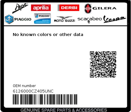 Product image: Aprilia - 6126000CZ405UNC - No known colors or other data  0
