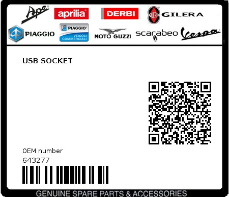 Product image: Aprilia - 643277 - USB SOCKET  0