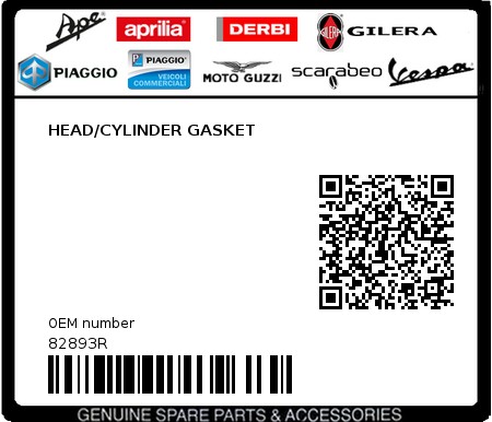 Product image: Aprilia - 82893R - HEAD/CYLINDER GASKET  0