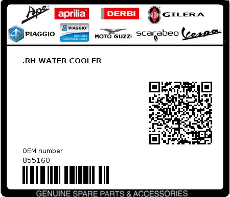 Product image: Aprilia - 855160 - .RH WATER COOLER  0