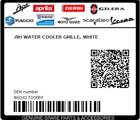 Product image: Aprilia - 86042700BM - .RH WATER COOLER GRILLE, WHITE  0
