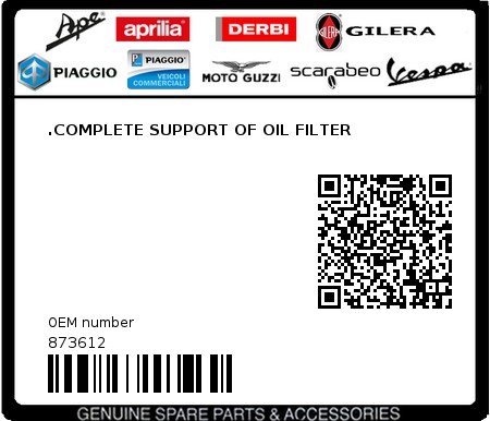 Product image: Aprilia - 873612 - .COMPLETE SUPPORT OF OIL FILTER  0
