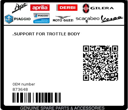 Product image: Aprilia - 873648 - .SUPPORT FOR TROTTLE BODY  0