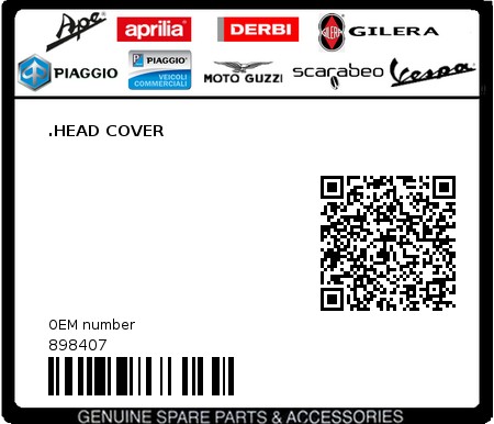 Product image: Aprilia - 898407 - .HEAD COVER  0