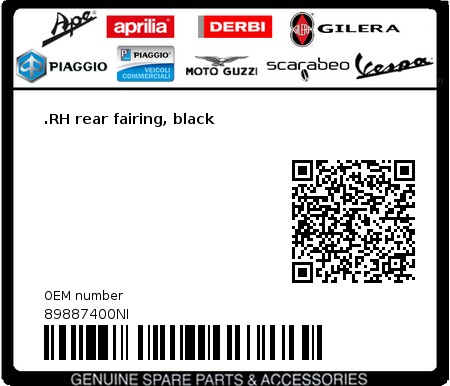 Product image: Aprilia - 89887400NI - .RH rear fairing, black  0