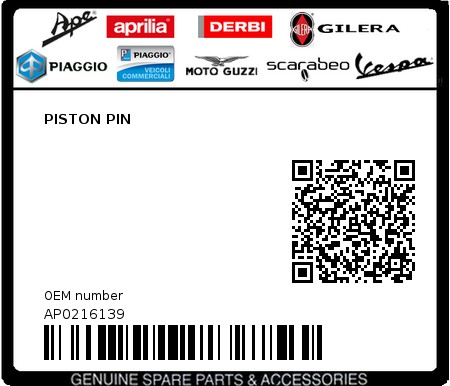 Product image: Aprilia - AP0216139 - PISTON PIN  0