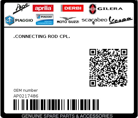 Product image: Aprilia - AP0217486 - .CONNECTING ROD CPL.  0