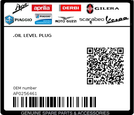 Product image: Aprilia - AP0256461 - .OIL LEVEL PLUG  0