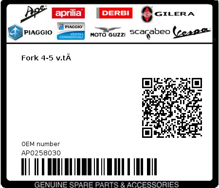 Product image: Aprilia - AP0258030 - Fork 4-5 v.tÃ   0