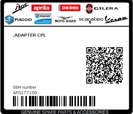 Product image: Aprilia - AP0277100 - .ADAPTER CPL  0
