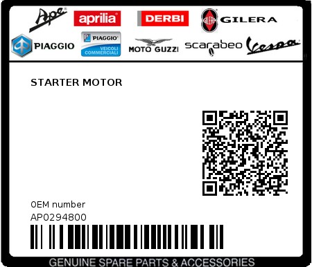 Product image: Aprilia - AP0294800 - STARTER MOTOR  0
