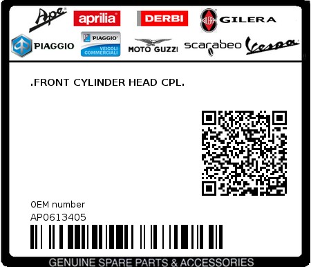 Product image: Aprilia - AP0613405 - .FRONT CYLINDER HEAD CPL.  0