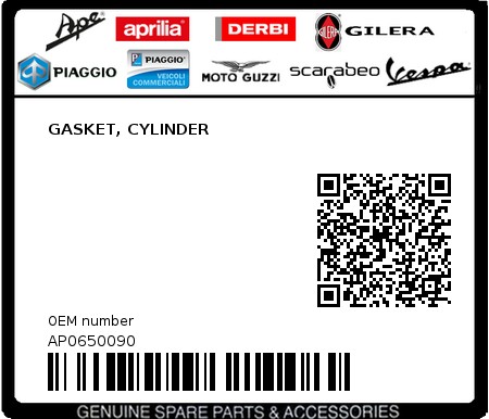 Product image: Aprilia - AP0650090 - GASKET, CYLINDER  0