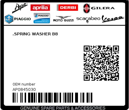 Product image: Aprilia - AP0845030 - .SPRING WASHER B8  0