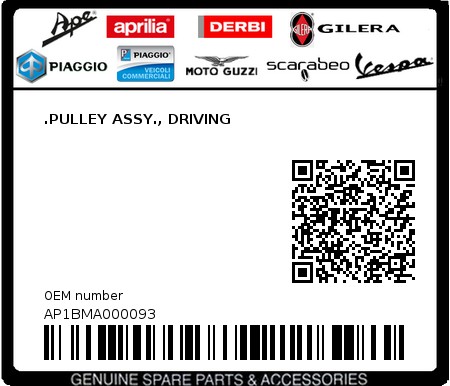Product image: Aprilia - AP1BMA000093 - .PULLEY ASSY., DRIVING  0