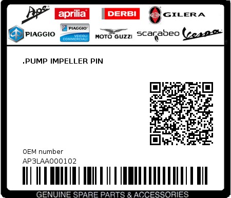 Product image: Aprilia - AP3LAA000102 - .PUMP IMPELLER PIN  0