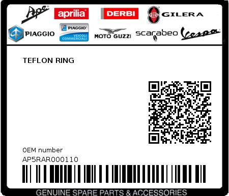 Product image: Aprilia - AP5RAR000110 - TEFLON RING  0