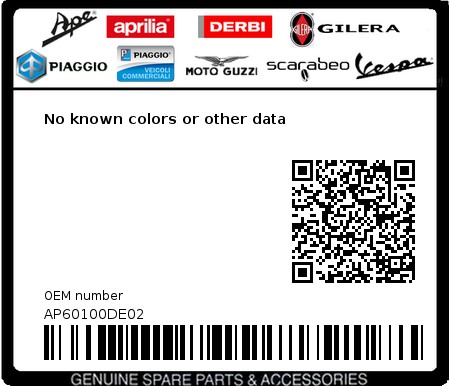 Product image: Aprilia - AP60100DE02 - No known colors or other data  0