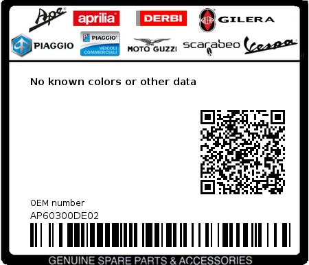 Product image: Aprilia - AP60300DE02 - No known colors or other data  0
