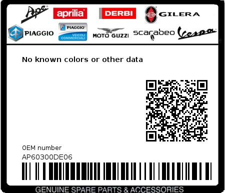 Product image: Aprilia - AP60300DE06 - No known colors or other data  0
