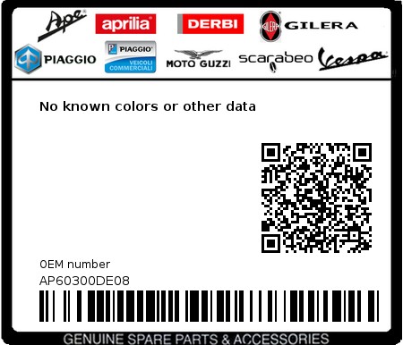 Product image: Aprilia - AP60300DE08 - No known colors or other data  0