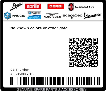 Product image: Aprilia - AP60500GB02 - No known colors or other data  0